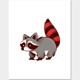 Cute Raccoon Drawing Posters and Art